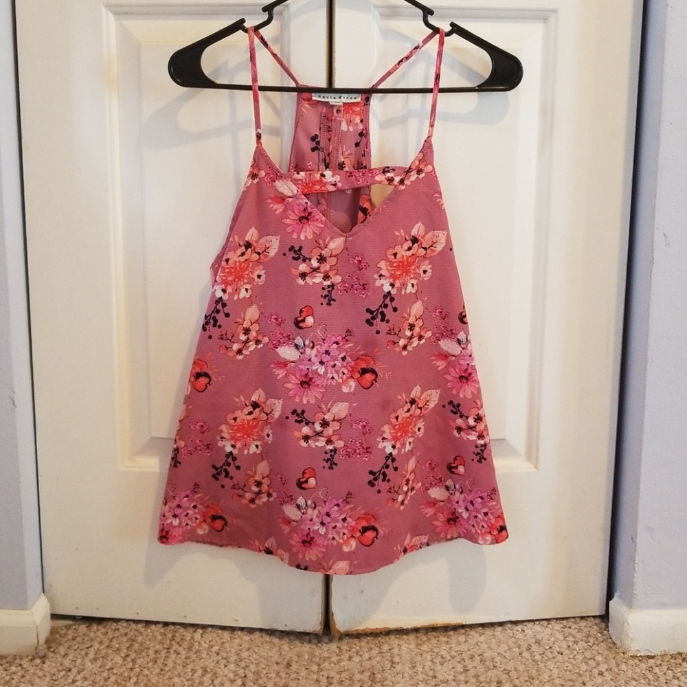 Pink flower tank